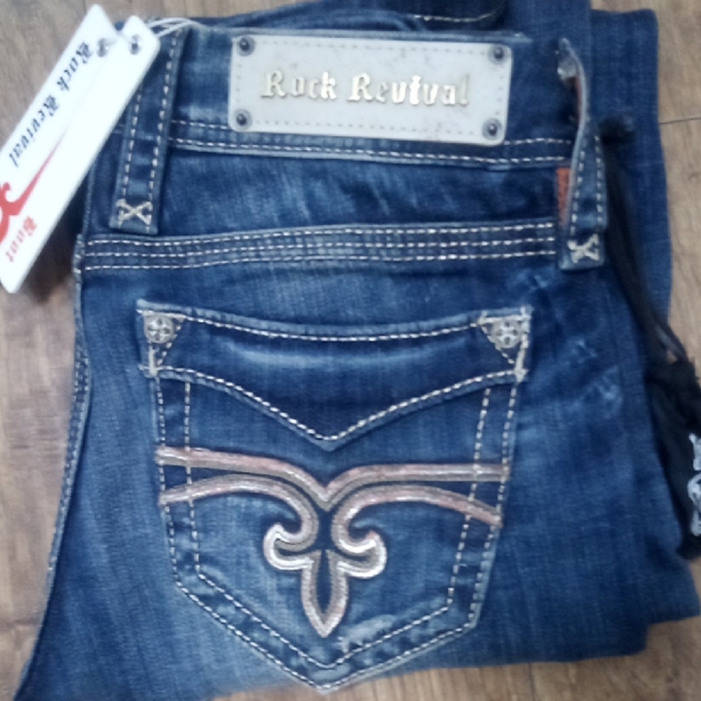 Rock Revival NWT Women's 26 Bootcut Cecilia Distressed Faux Leather NWT